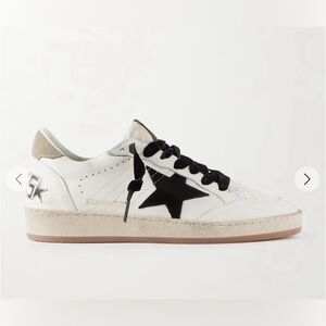 RARE! Golden Goose Ball Star distressed printed suede-trimmed leather sneakers